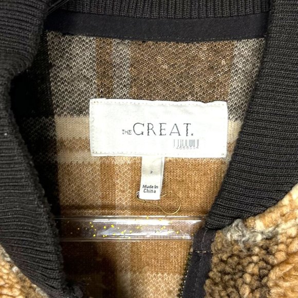 The Great. Sherpa Bomber Check Jacket Size 2 - Picture 7 of 7